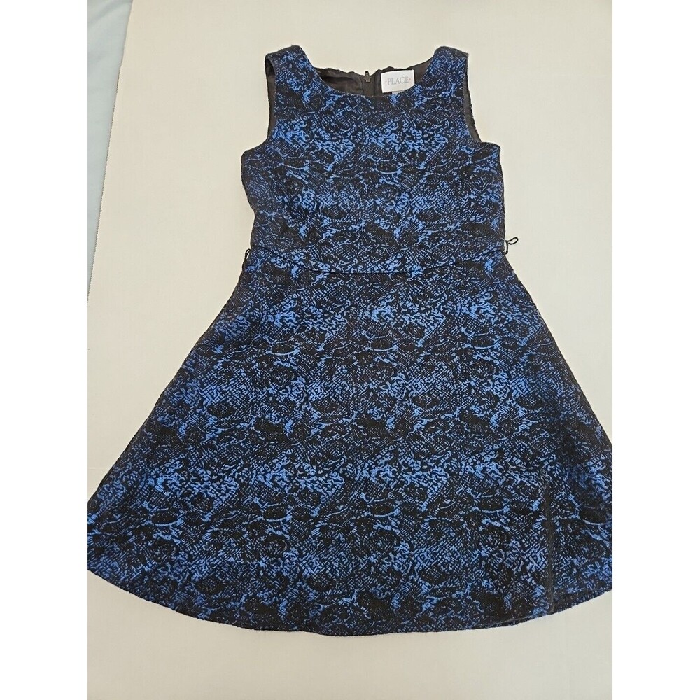 Childrens Place Fancy Dress Girl Size 6 6X Black And Metallic Blue Soft Lining